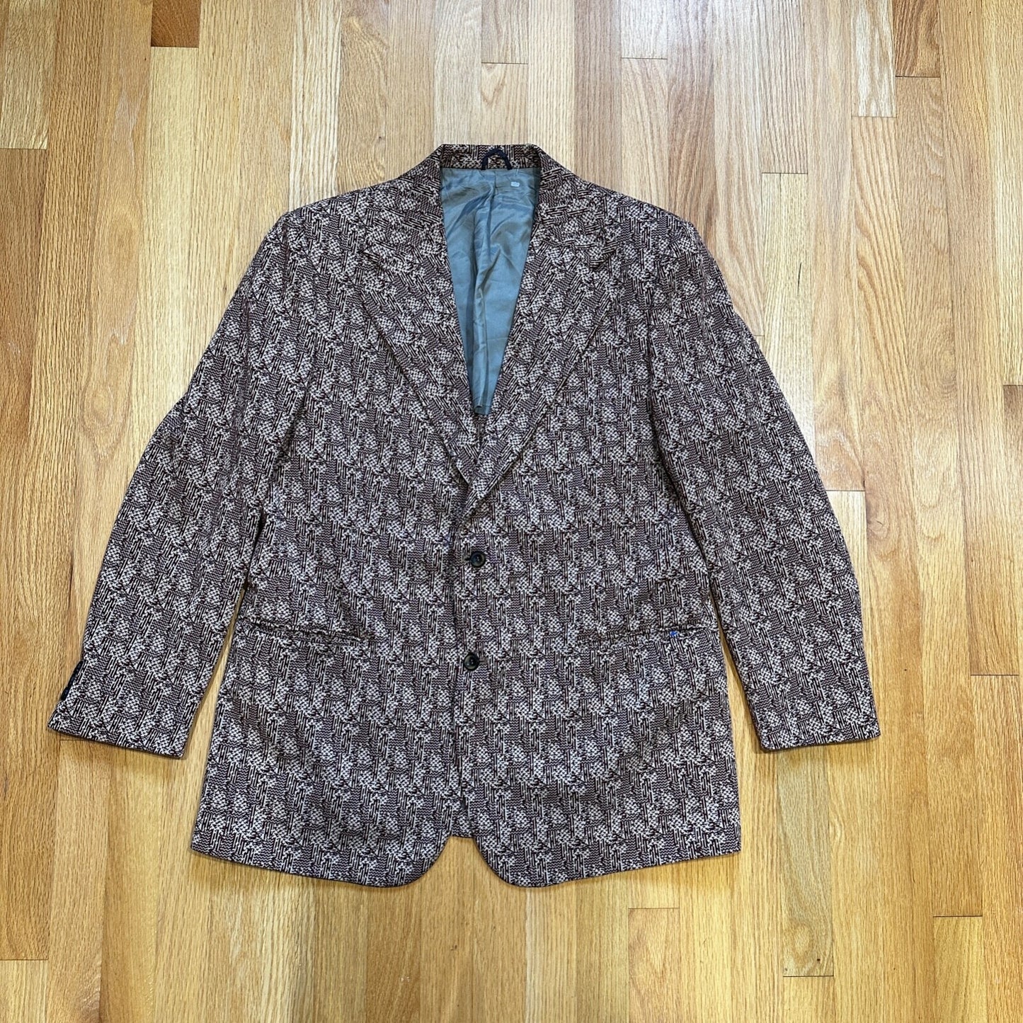 1960s 1970s Navy USA Sport Jacket VTG Mens Suit 44 Rockabilly Stripe Plaid Crazy