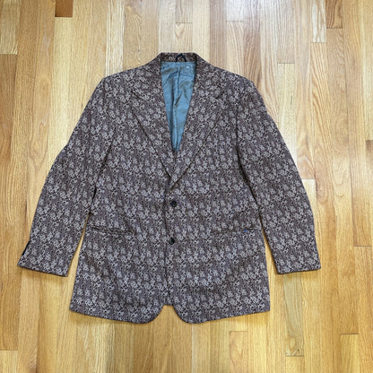 1960s 1970s Navy USA Sport Jacket VTG Mens Suit 44 Rockabilly Stripe Plaid Crazy