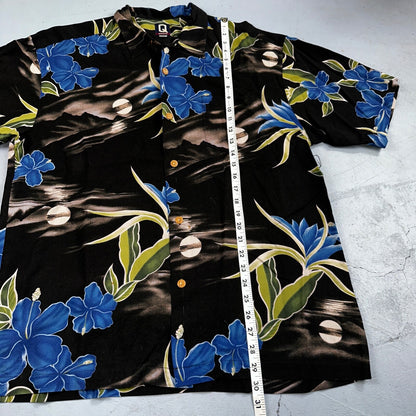 Vintage Quiksilver Mens Short Sleeve Hawaiian Shirt L 90s Made in USA Floral