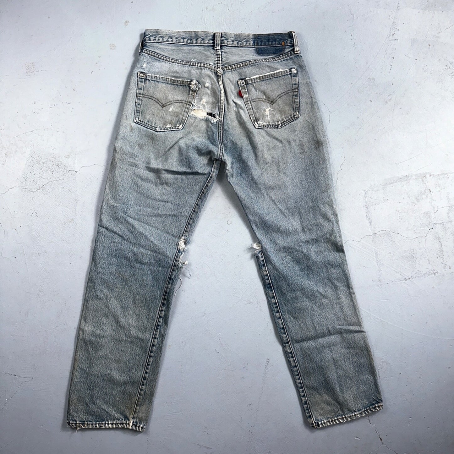 Levis 501 Vintage 80s Redline Selvedge USA XX Jeans Thrashed 33x33 Act 31x30