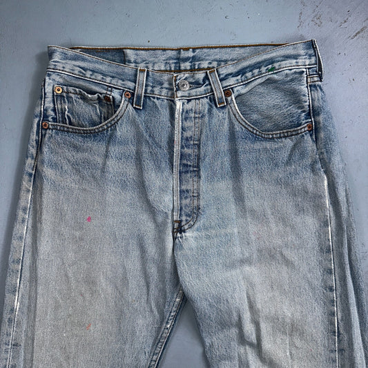 Levis 501 Vintage 90s Mexico Straight Leg Jeans 33x34 Y2K Light Wash Act 30x29