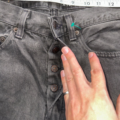 Levis 501 Vintage 80s USA XX Straight Leg Jeans Black Heavy Dark Dyed Act 28x31