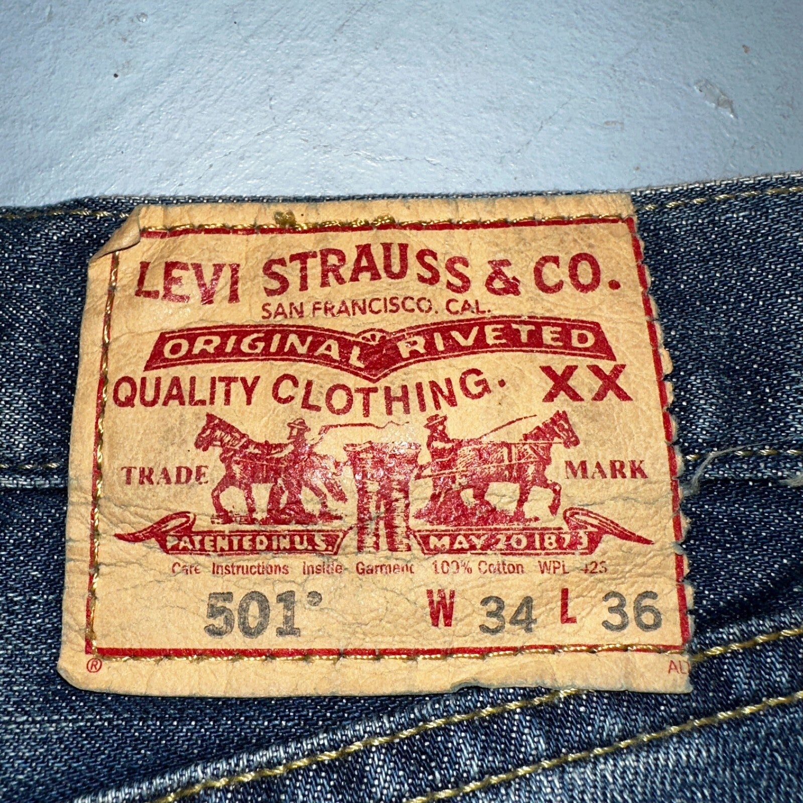Levis 501 Vintage 90s XX Straight Leg Jeans Y2K Blue Med Wash 34x36 Act 33x35