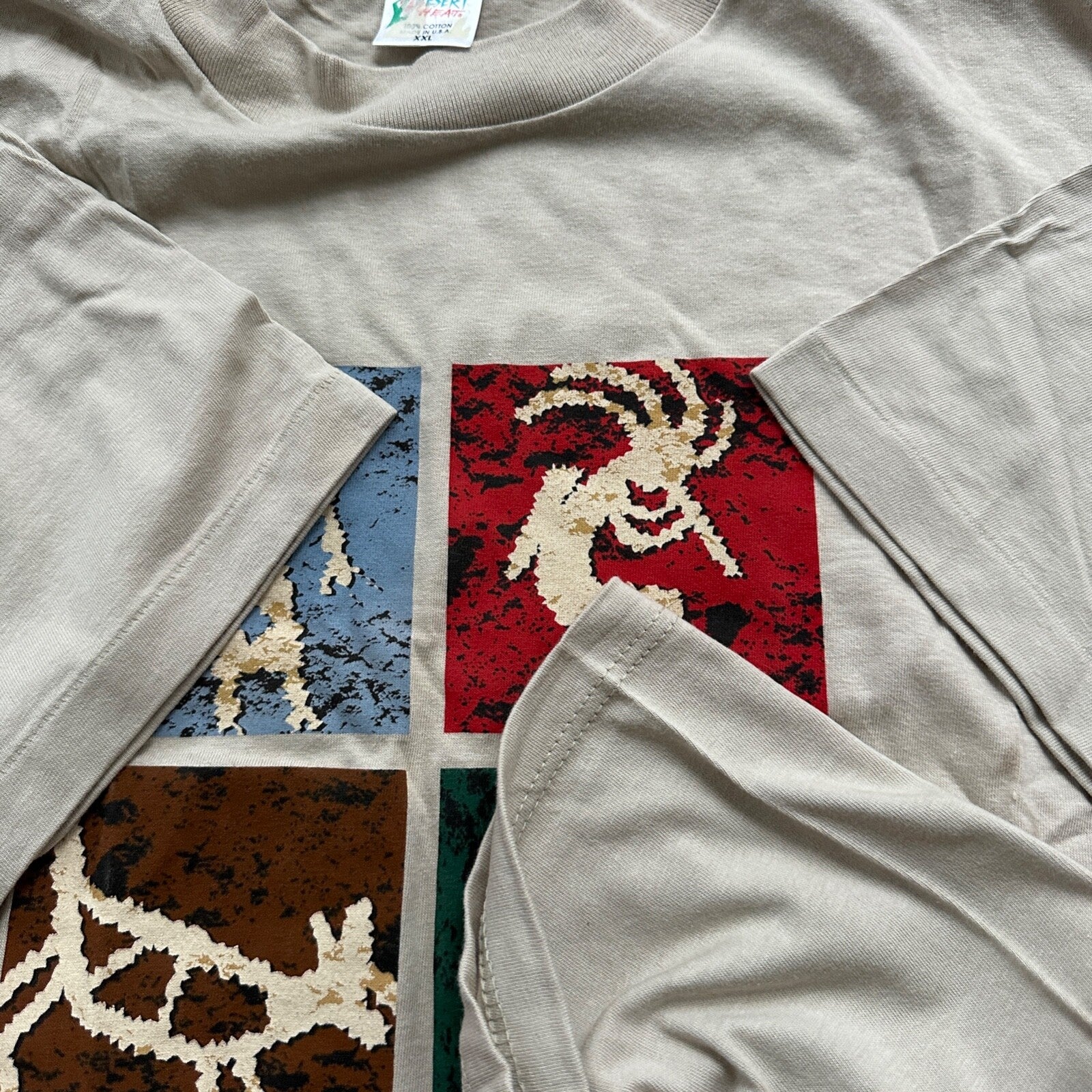 Aztec 90s Single Stitch Vintage T Shirt Abstract Tribal Arizona Print Graphic 2X