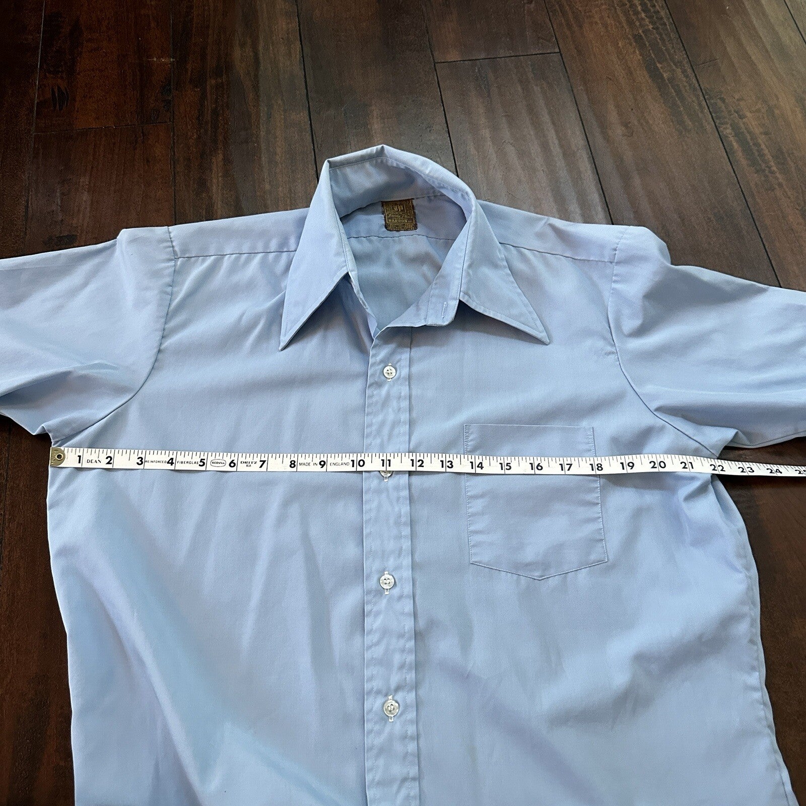 Vintage Jandy Place Bardon Shirt Mens L Polyester Button Down Blue Basic