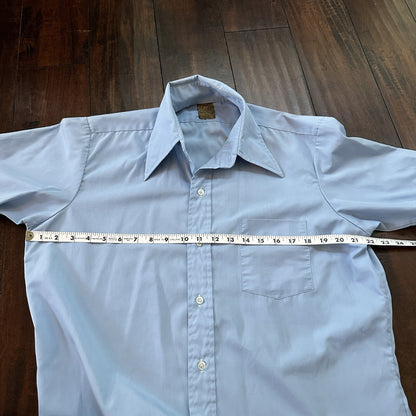 Vintage Jandy Place Bardon Shirt Mens L Polyester Button Down Blue Basic