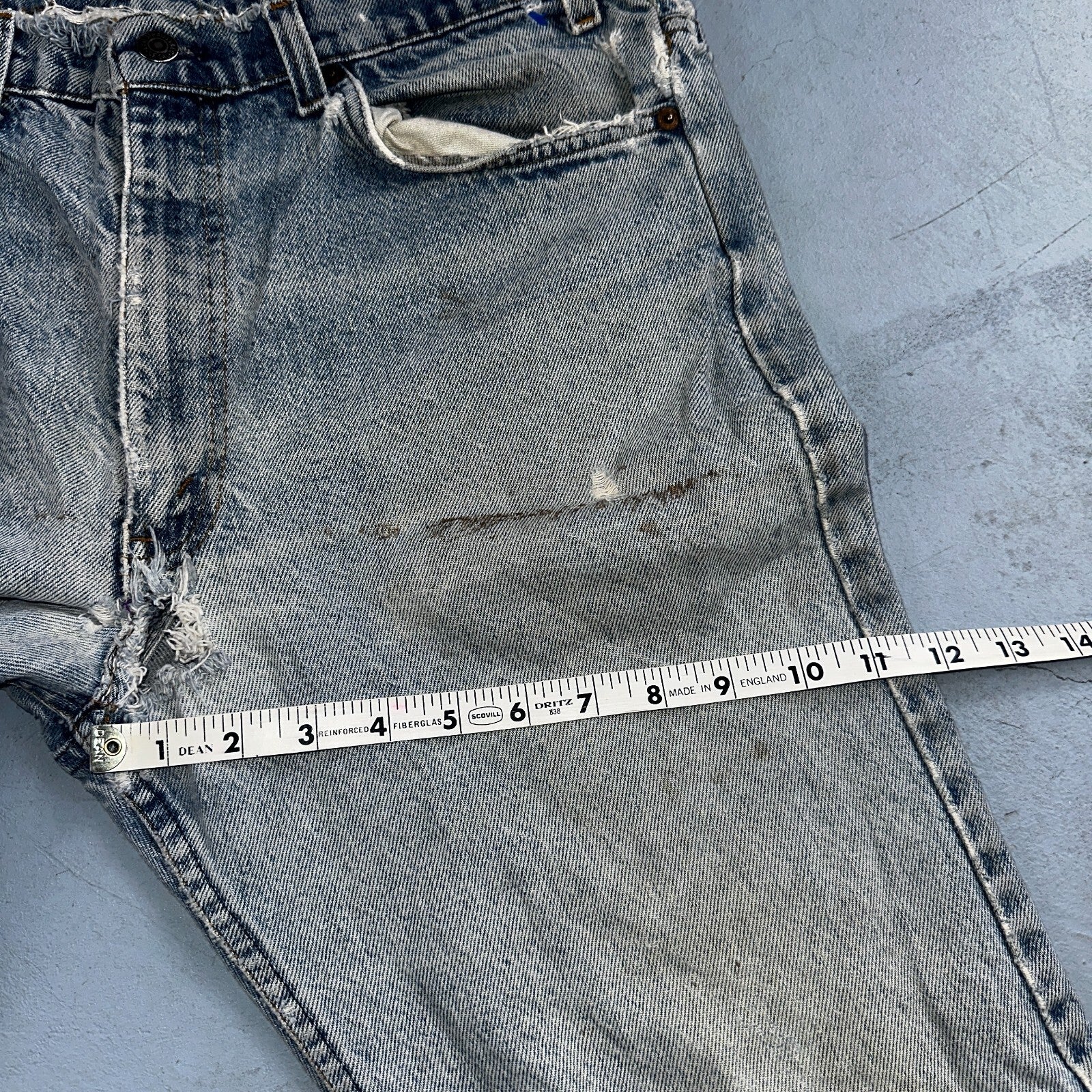 Levis 517 Vintage 80s USA Orange Tab Bootcut Flare Blue Worn Jeans Act 34x31