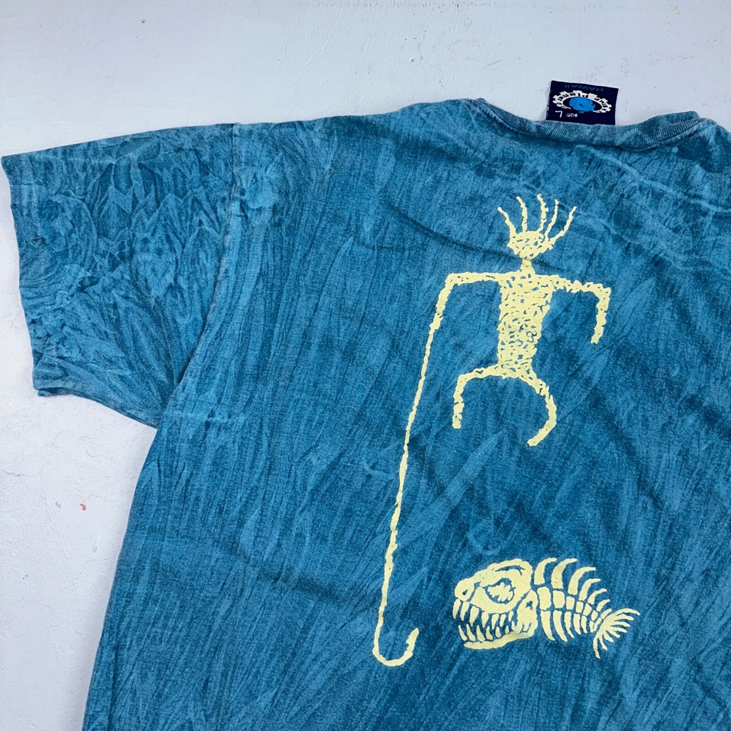 Surf Blue Planet Tye Dye 80s USA Hawaii VTG T Shirt Single Stitch Fish Ocean