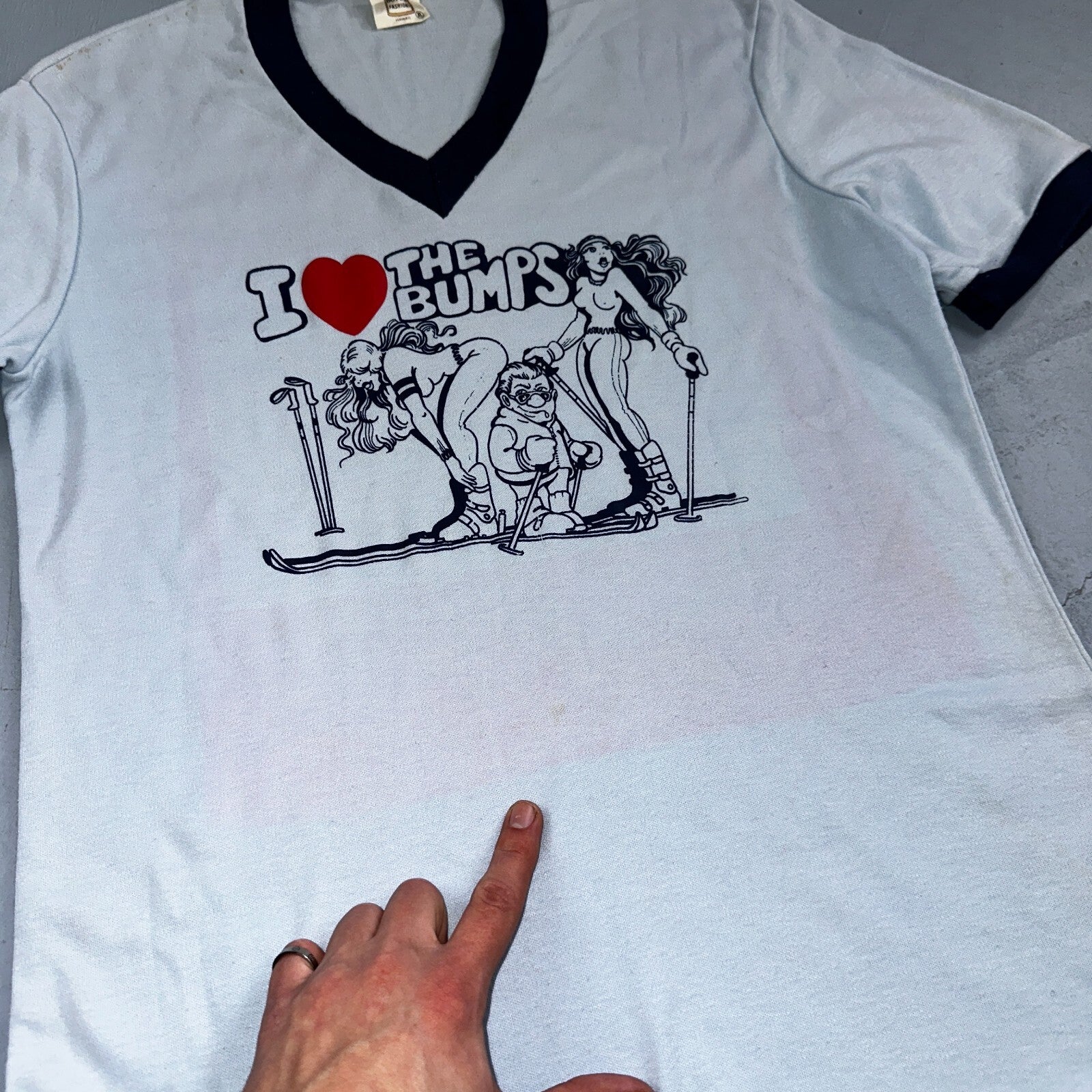 Peanut Butter Fashions 1970s VTG T Shirt I Love The Bumps Rare Funny Graphic Ski