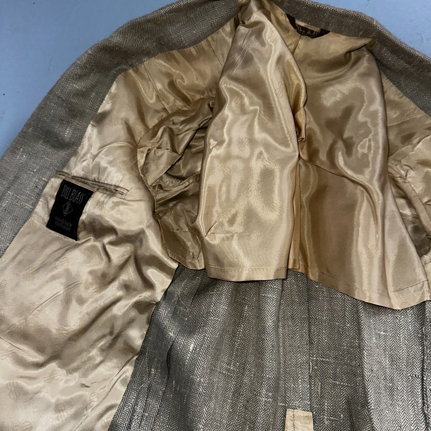 Vintage Blazer Bill Blass Mens 38 2 Button Wool Tweed Sport Suit Coat Gray 70s