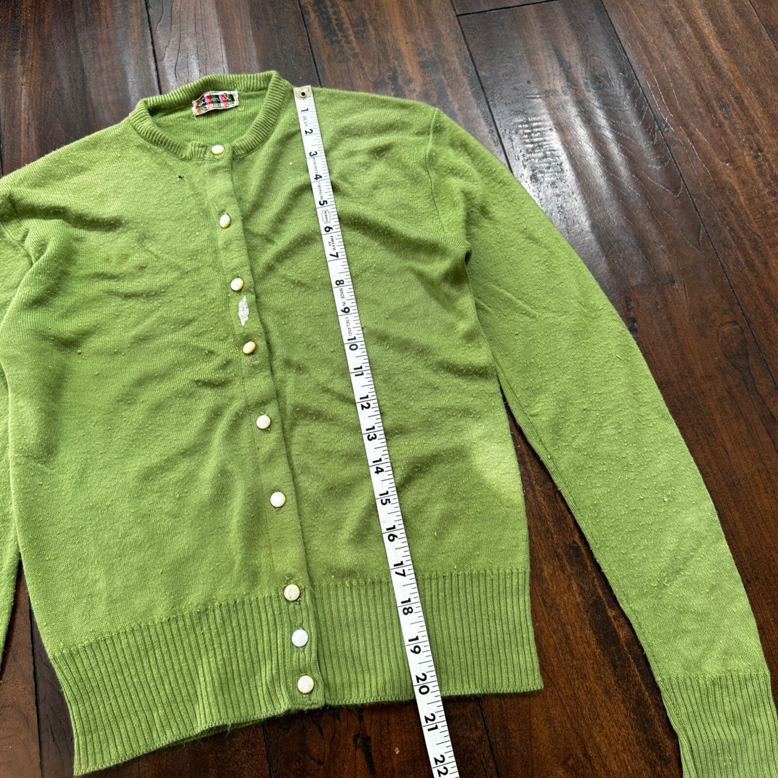 Vintage USA Rockabilly Womens Cardigan 60s 70s Top Green Thrashed Kurt Cobain