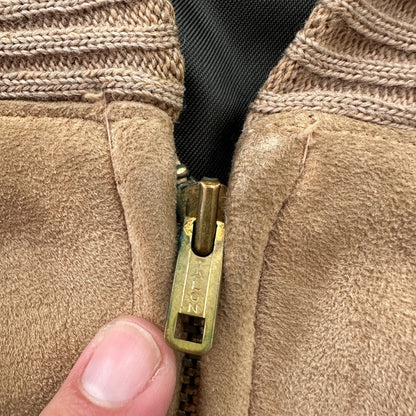 VTG 1950s DuPont Quilon Jacket Tan Suede Leather Lined Bomber 44 Rockabilly