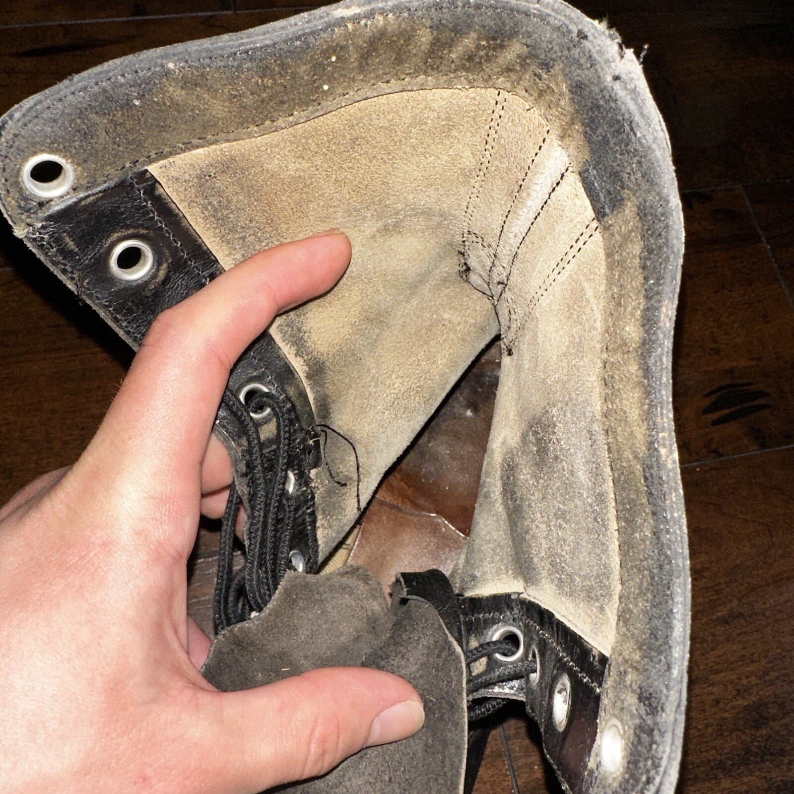 VTG Military Black Lace Up Work Boots 1950s 50s 60s Post WWII Size 8 ? High