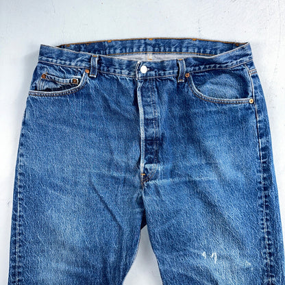Levis 501 Vintage 90s USA XX Straight Leg Jeans Blue Med Wash 42x33 Act 37x29