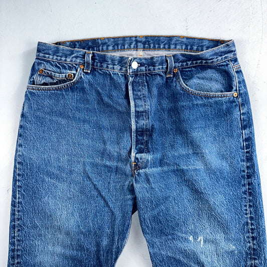Levis 501 Vintage 90s USA XX Straight Leg Jeans Blue Med Wash 42x33 Act 37x29