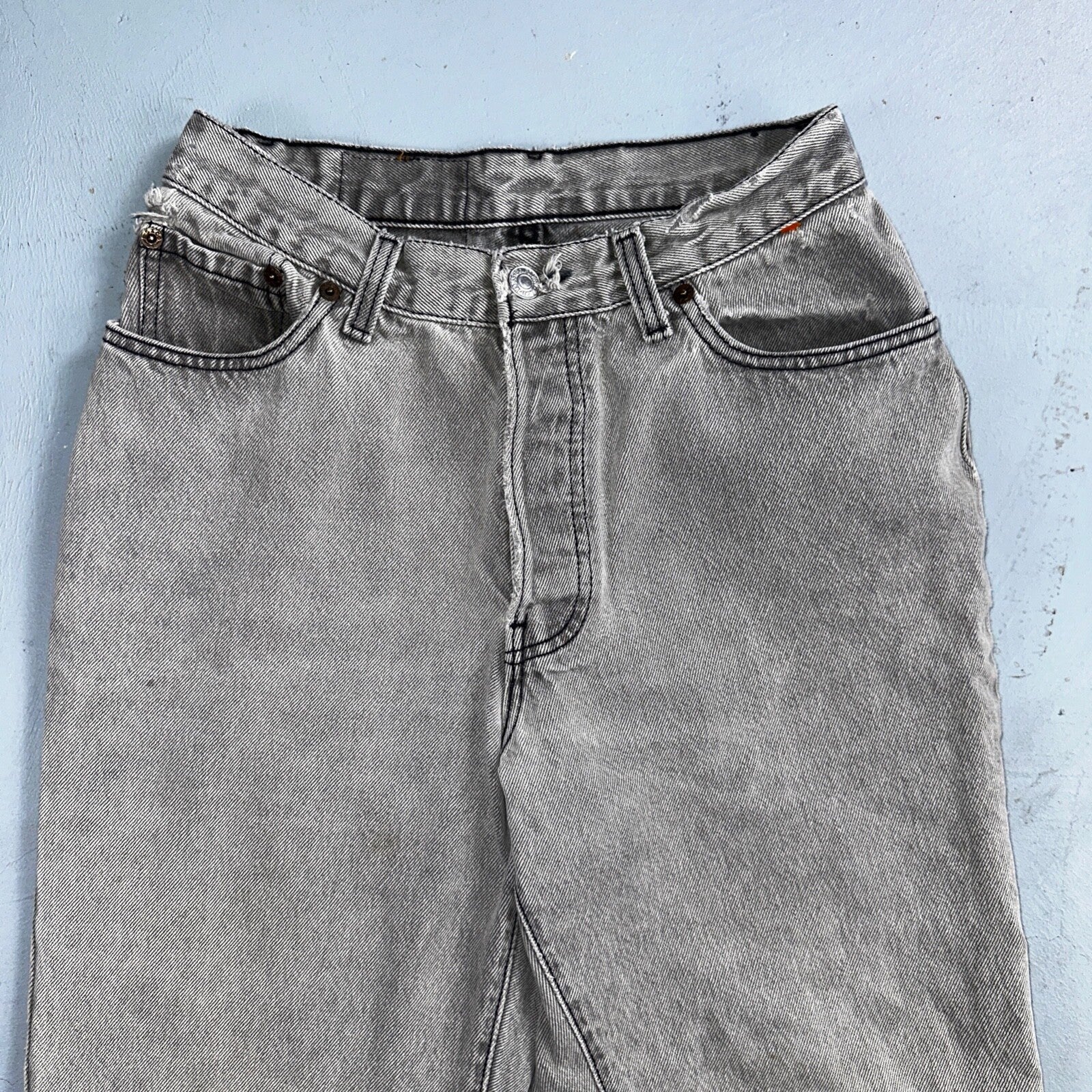 Levis 501 Vintage 90s USA XX Straight Leg Jeans Black Faded Grey Wash Act 25x30