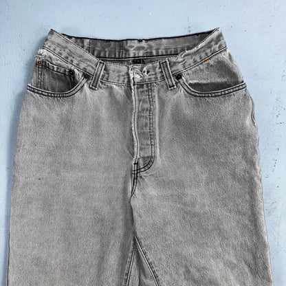 Levis 501 Vintage 90s USA XX Straight Leg Jeans Black Faded Grey Wash Act 25x30