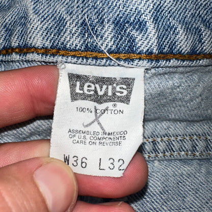 Levis 505 Vintage 90s Orange Tab Jeans 36x32 Thrashed Light Wash 501 Act 33x31