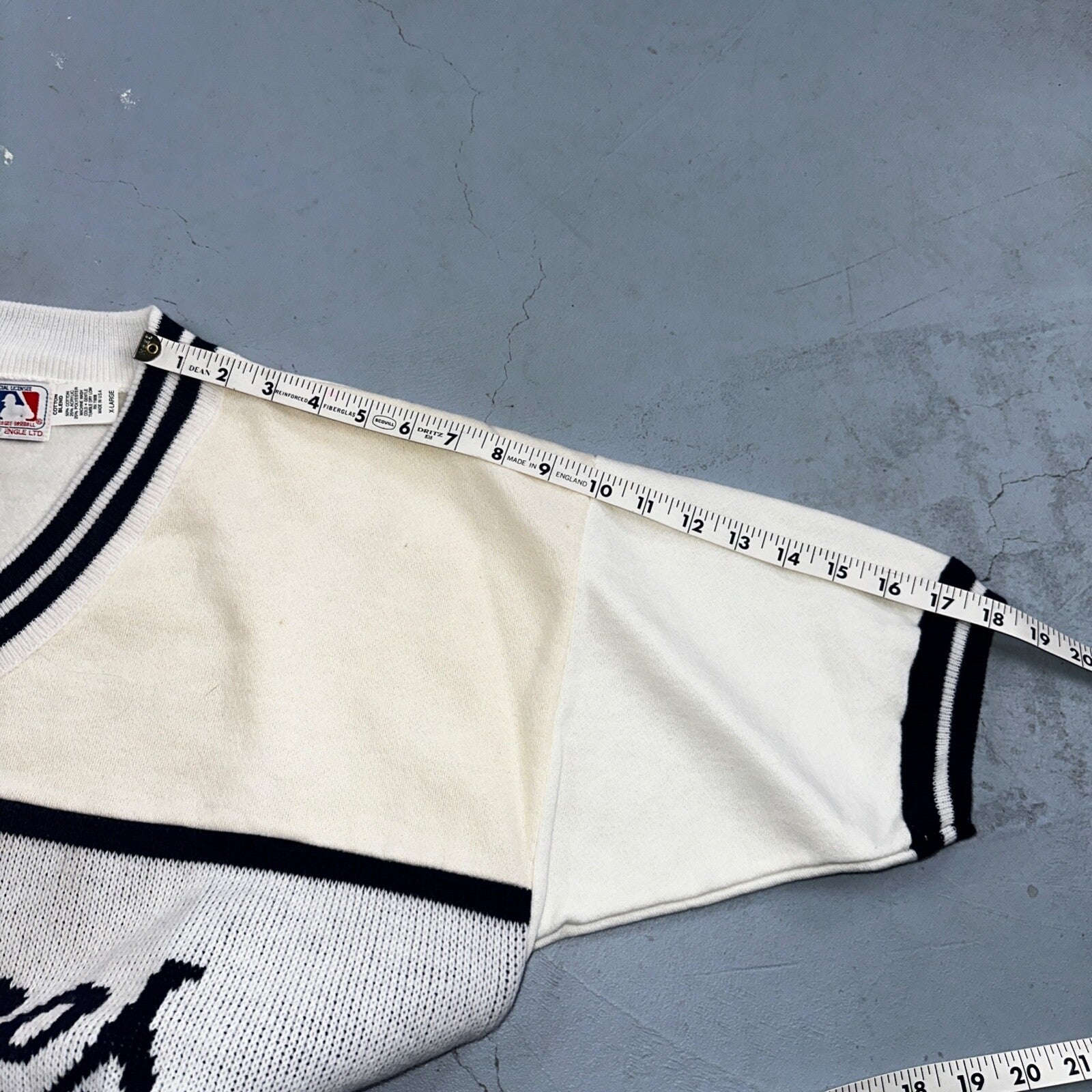 VTG NWT 90s New York Yankees Cliff Engle Knit White Baseball Sweater Mens XL USA