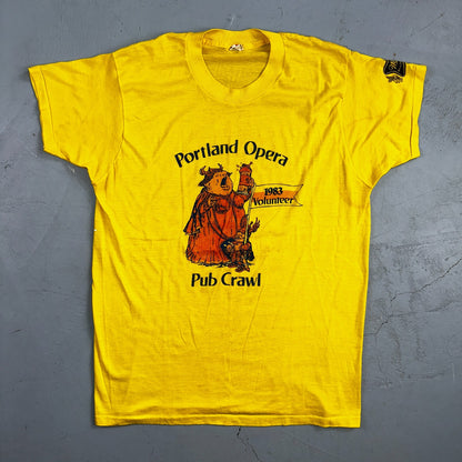 Portland Opera 80s VTG T Shirt Screen Stars XL Yellow Pub Crawl 1983 Miller PDX