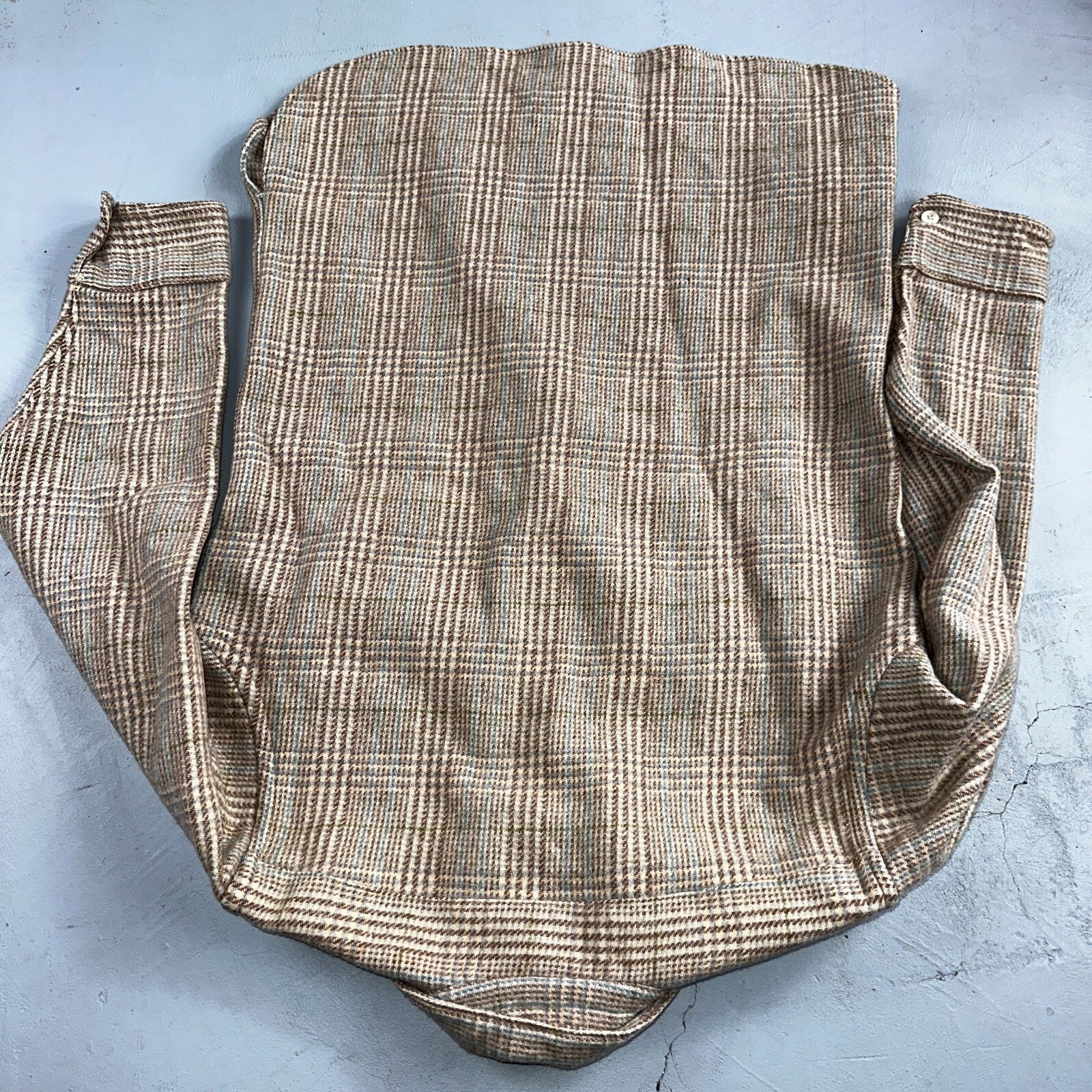 VTG 1960s EMPIRE USA Men’s M Brown Plaid Wool Shirt Rockabilly RARE 50s 60s