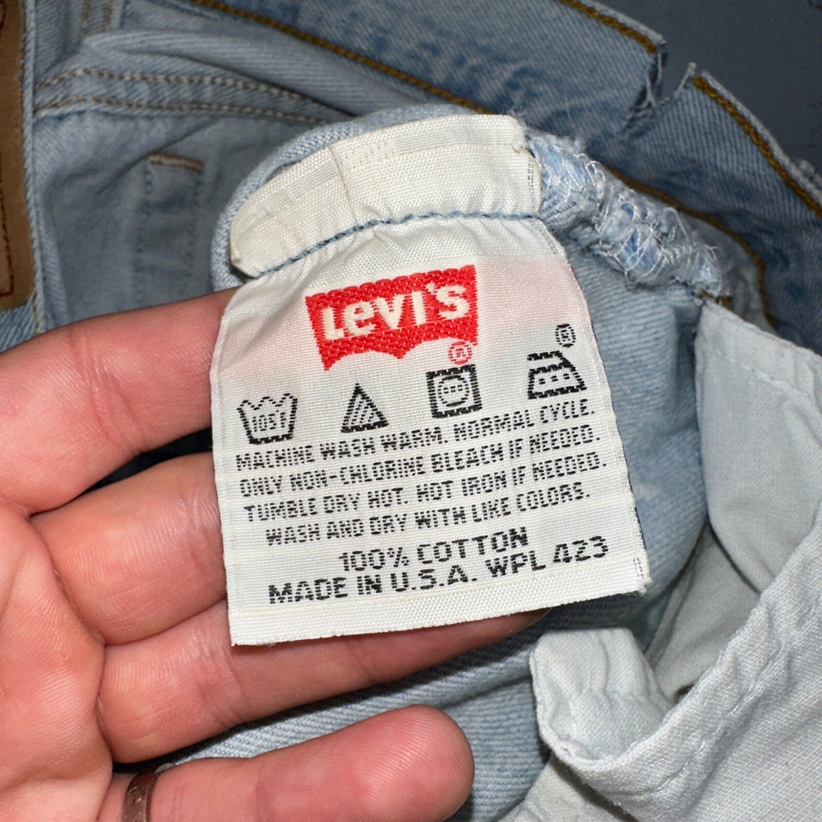 Levis 501 Vintage 90s USA XX Straight Leg Jeans Blue Light Wash 33x34 Act 31x32