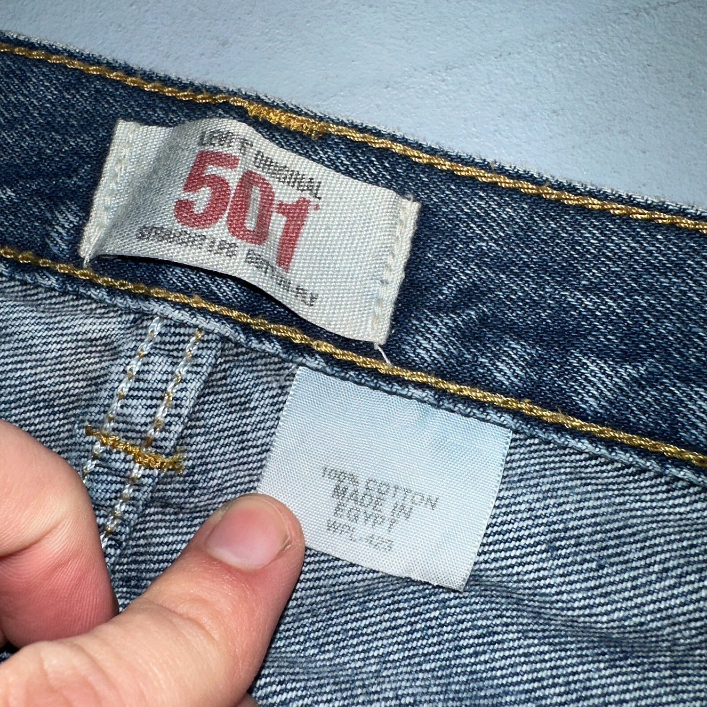 Levis 501 Vintage Y2K XX Straight Leg Jeans Blue Med Wash Paint 38x30 Act 38x29