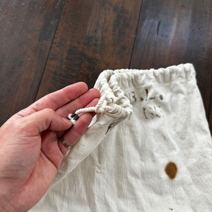 VTG WWII Canvas Garment Laundry Bag White Military Denim 1940s 40s 50s Stencil
