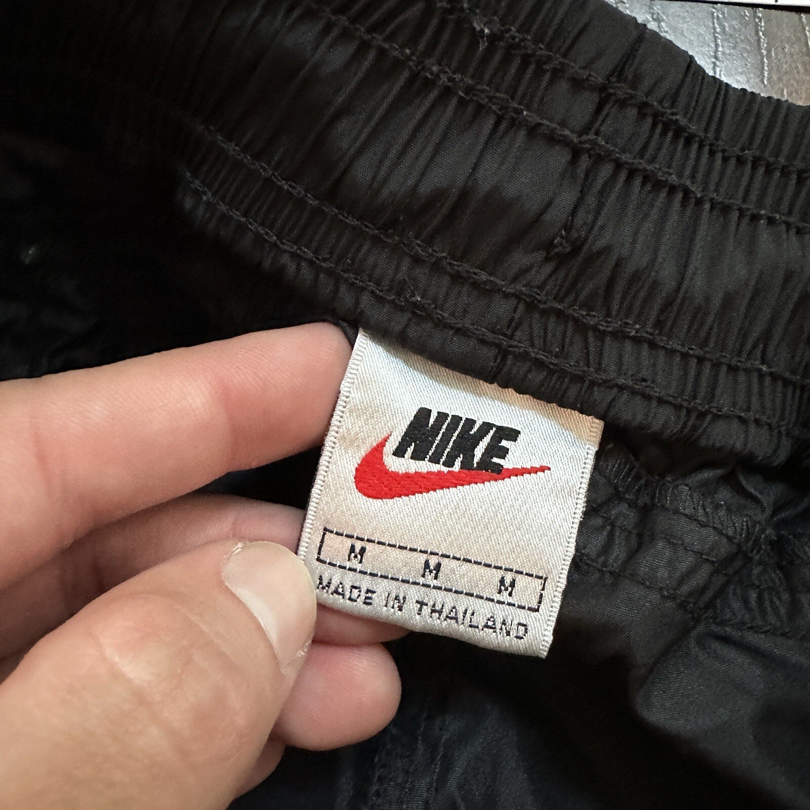 Nike VTG 90s Grey Tag Windpants Track Pants Ankle Zip Unlined Black M 1990s