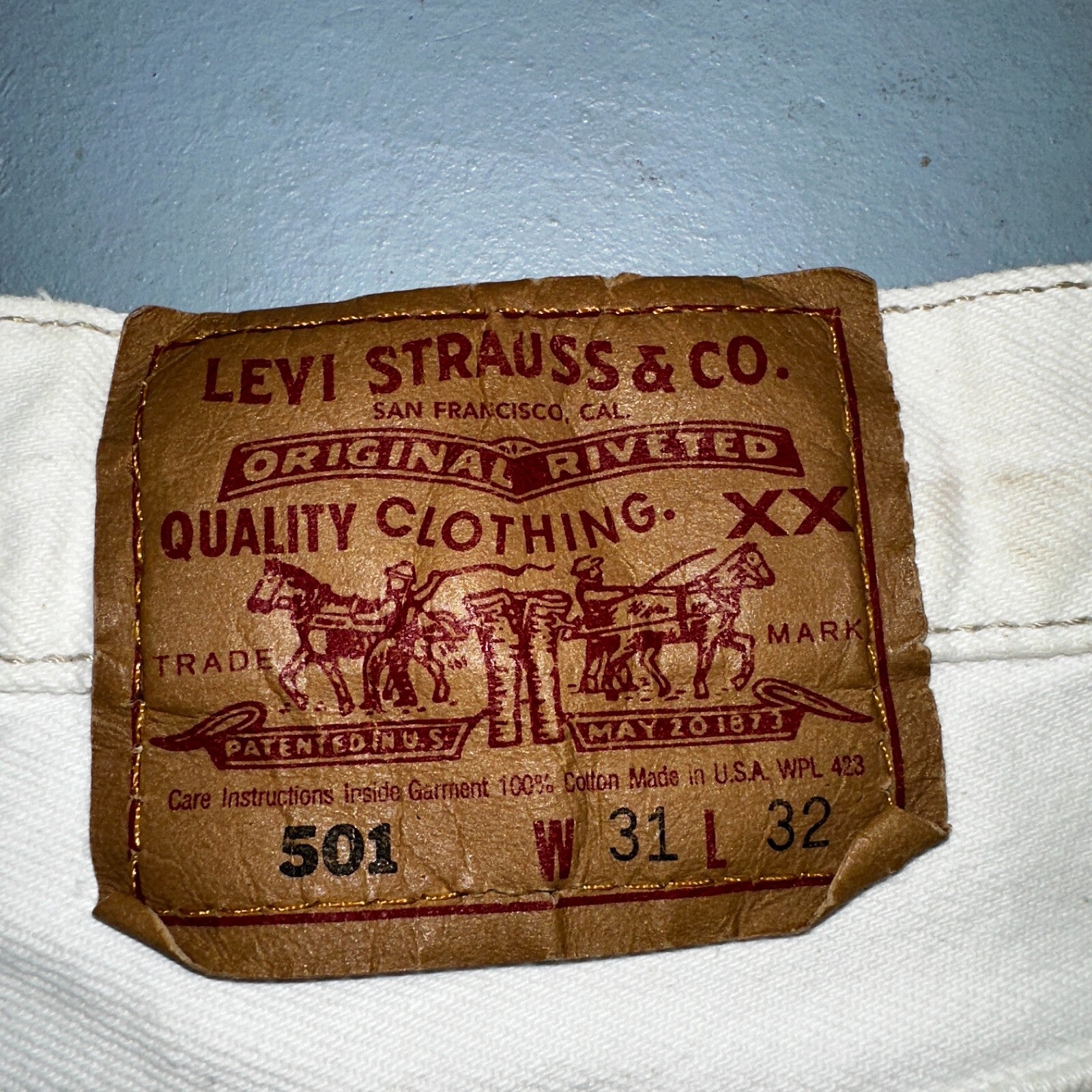 Levis 501 Vintage 90s USA XX Straight Leg Jeans White Light Wash 31x32 Act 30x30