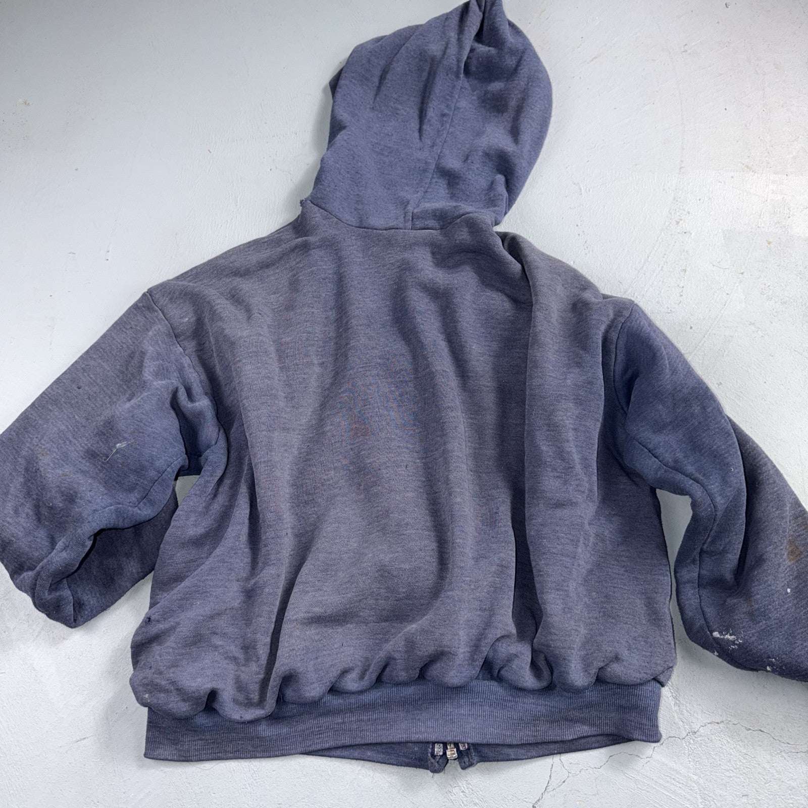 Blue Healthknit Zip Up Hoodie Vintage 80s 90s Thermal Lined USA 2XL Thrashed