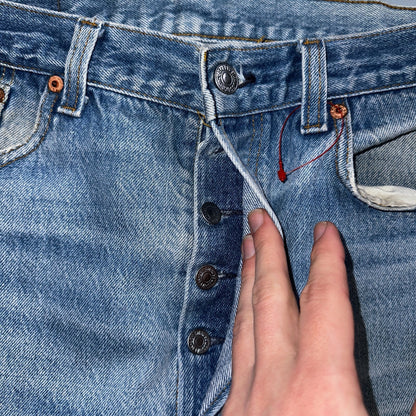 Levis 501 Vintage 90s USA XX Straight Leg Jeans Blue Light Wash 35x36 Act 32x27