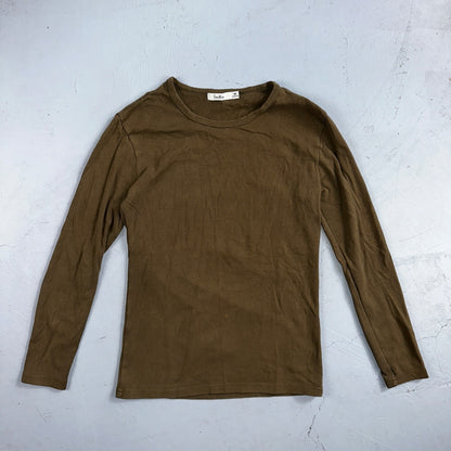 Souyute Basic Brown Womens Long Sleeve VTG T Shirt Tight Slim Essential Layer