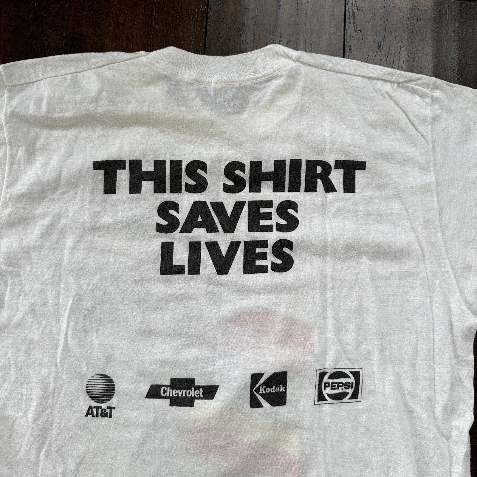 Vintage 1985 Live Aid T Shirt White Queen Freddie Mercury Saves Lives 80s