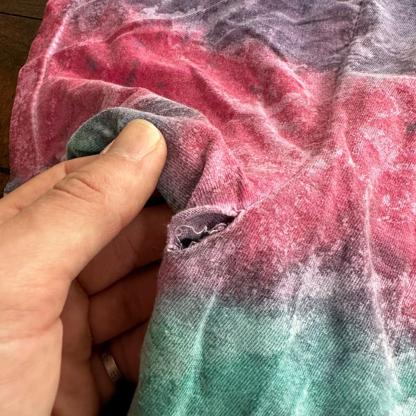 Tie Dye Vintage T Shirt Green Blue Red Crazy Rap Grateful Dead Stoner Boxy