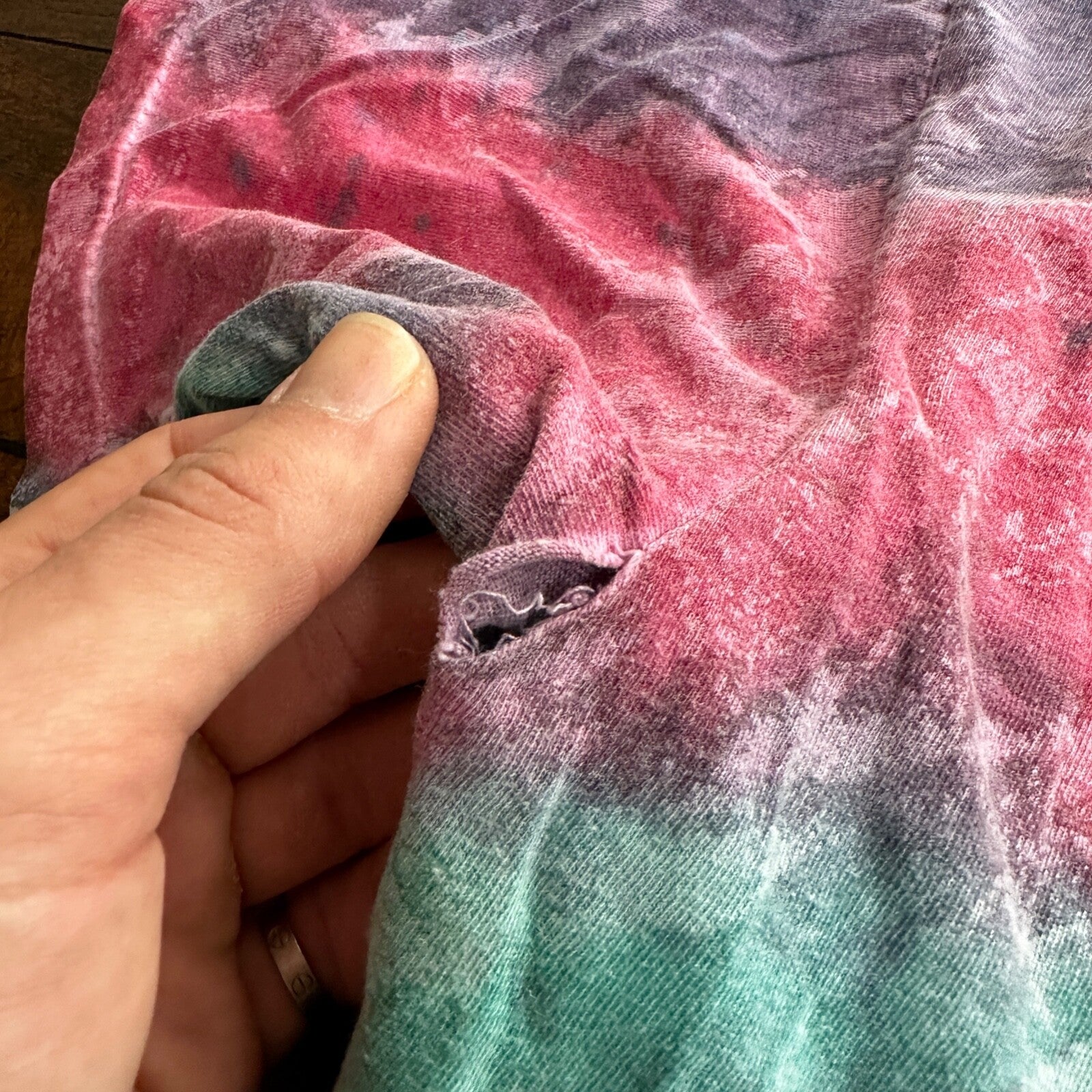 Tie Dye Vintage T Shirt Green Blue Red Crazy Rap Grateful Dead Stoner Boxy