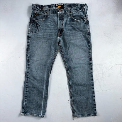 Ariat Rebar Jeans Men's 40x30 Blue M4 Low Rise DuraStretch Edge Boot Cut Western