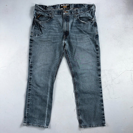 Ariat Rebar Jeans Men's 40x30 Blue M4 Low Rise DuraStretch Edge Boot Cut Western