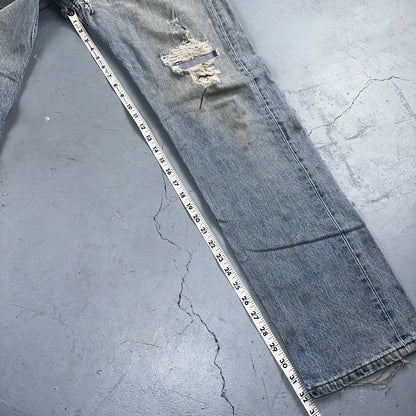 Levis 501 Vintage 90s USA XX Straight Leg Jeans Blue Thrashed 34x34 Act 33x32