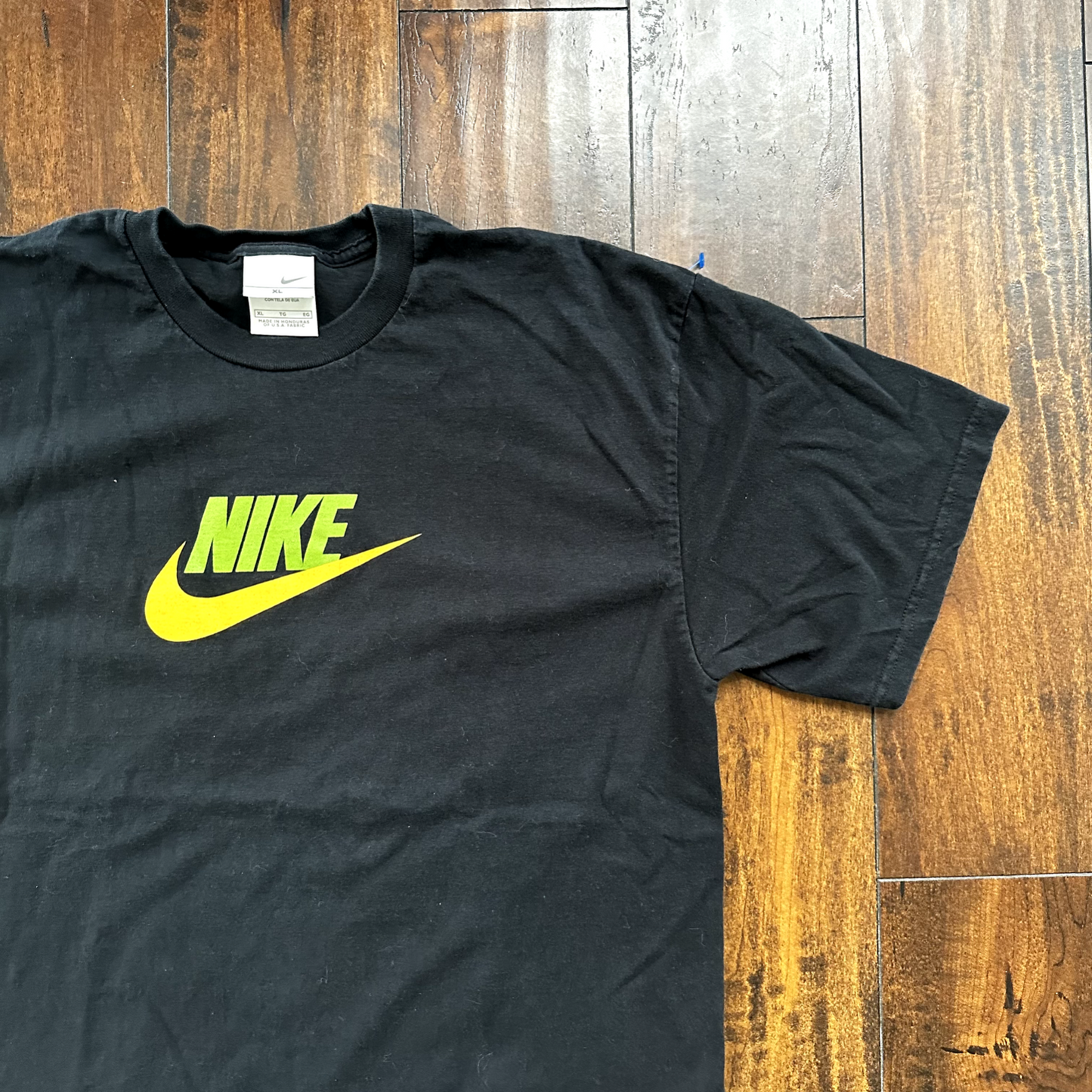 Vintage T Shirt Nike Basic Swoosh Black Y2K Yellow Green Oregon Ducks XL