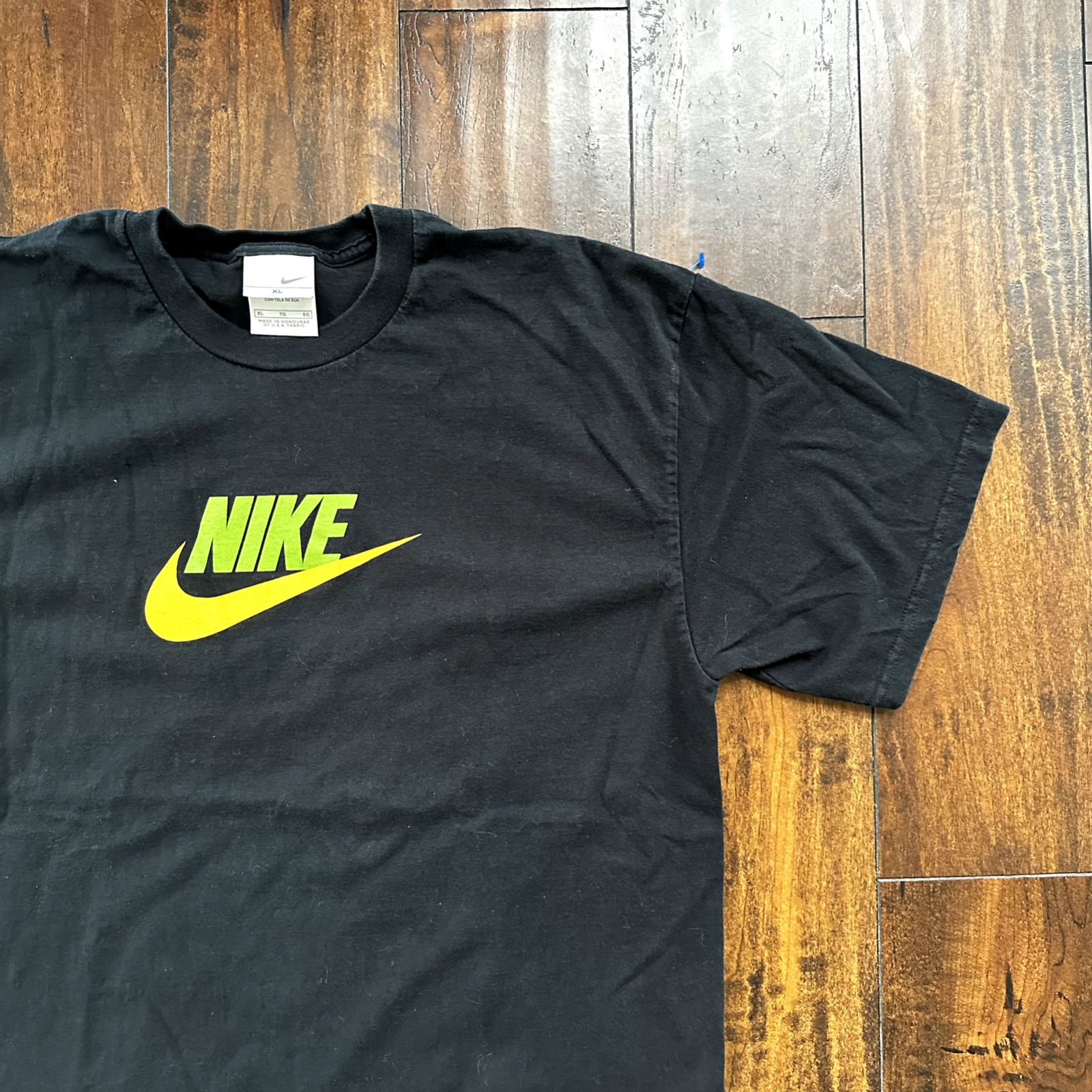 Vintage T Shirt Nike Basic Swoosh Black Y2K Yellow Green Oregon Ducks XL