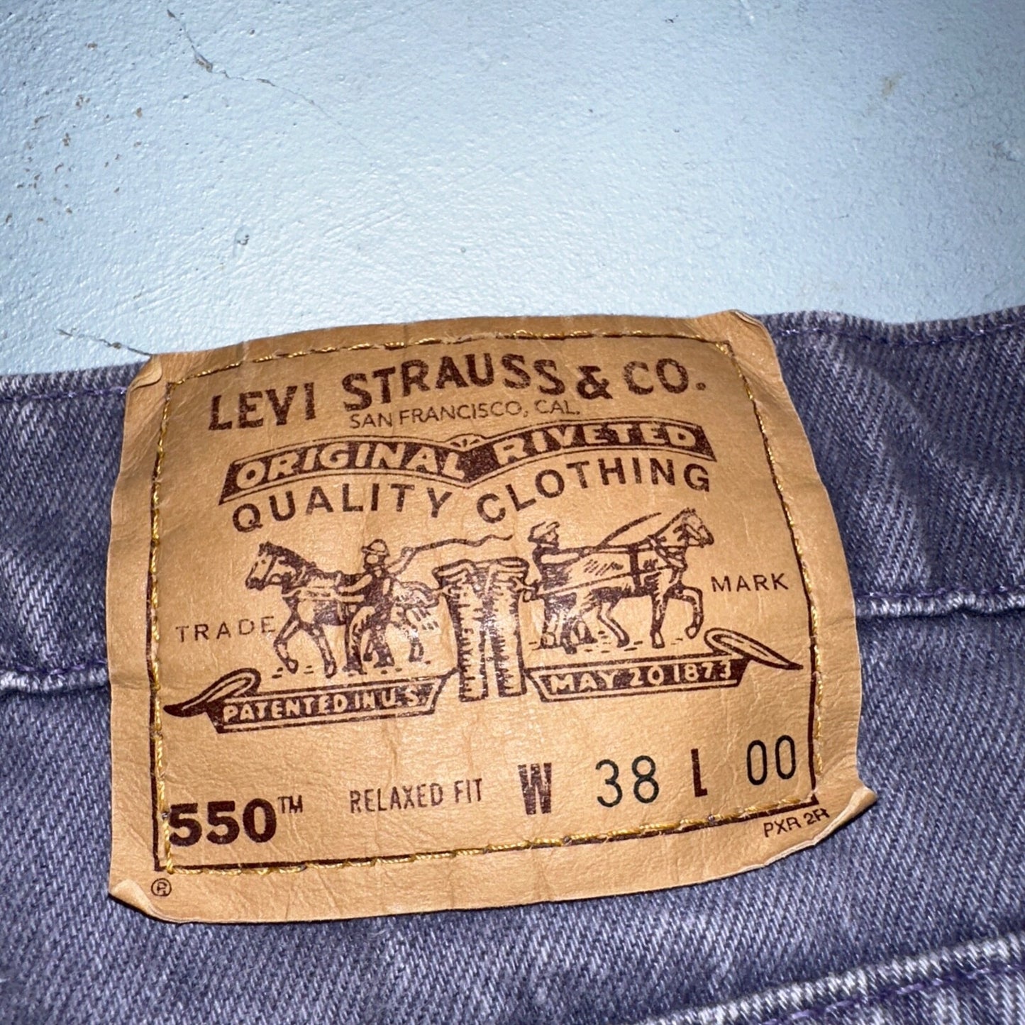 Levis 550 VTG Denim Shorts Mens 38 Purple Wash 1990s Orange Tab 90s 501