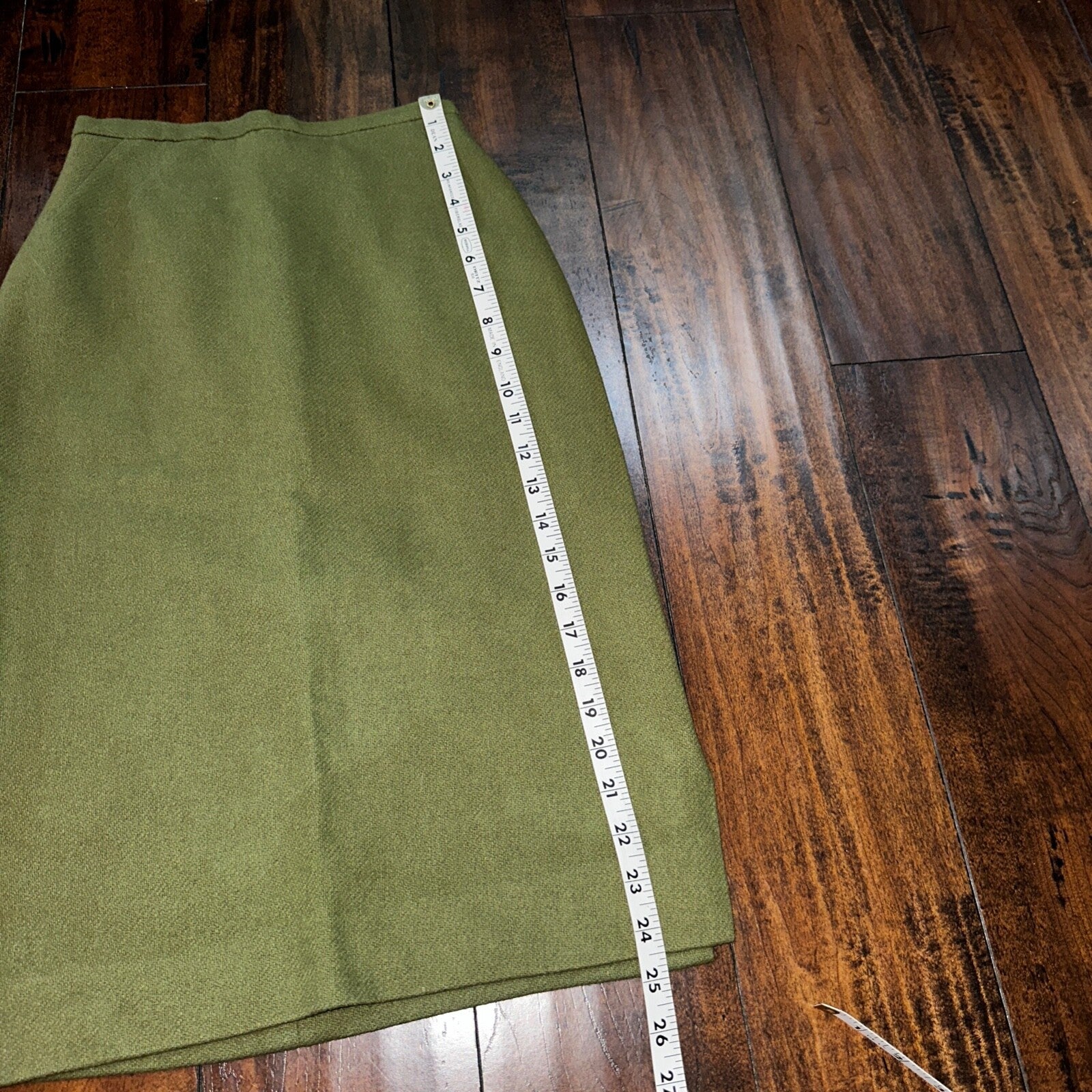 VTG USA Rockabilly Womens Dress Skirt 60s 70s Bottom Plaid Cute Green Wool