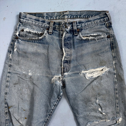 Levis 501 Vintage 80s Redline Selvedge USA XX Jeans Thrashed 33x33 Act 31x30