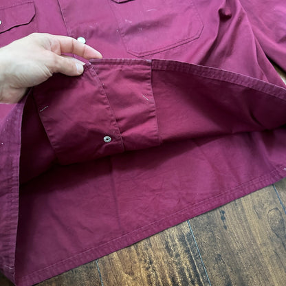 1960s 60s Jacket Shirt Bogner Germany Long Sleeve Button Snap Rockabilly Maroon