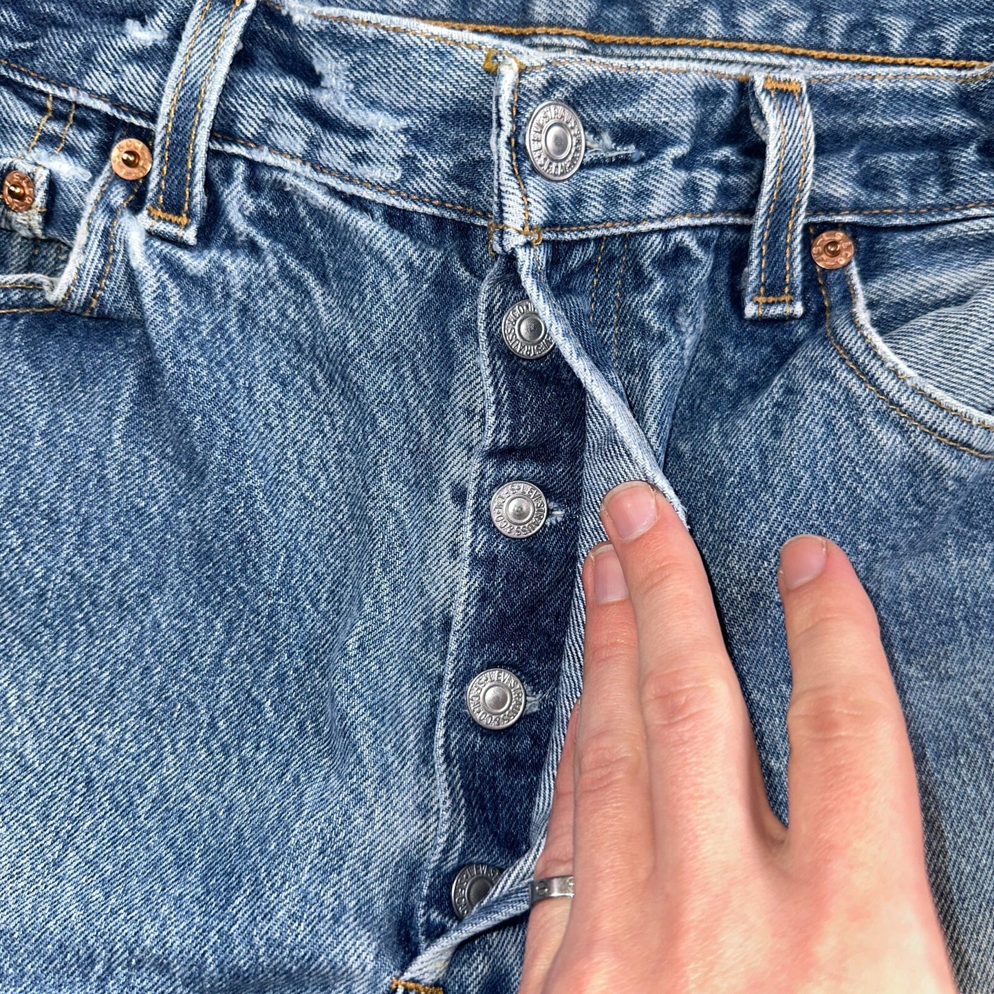 Levis 501 Vintage 90s USA XX Straight Leg Jeans Blue Med Wash 34x38 Act 31x33