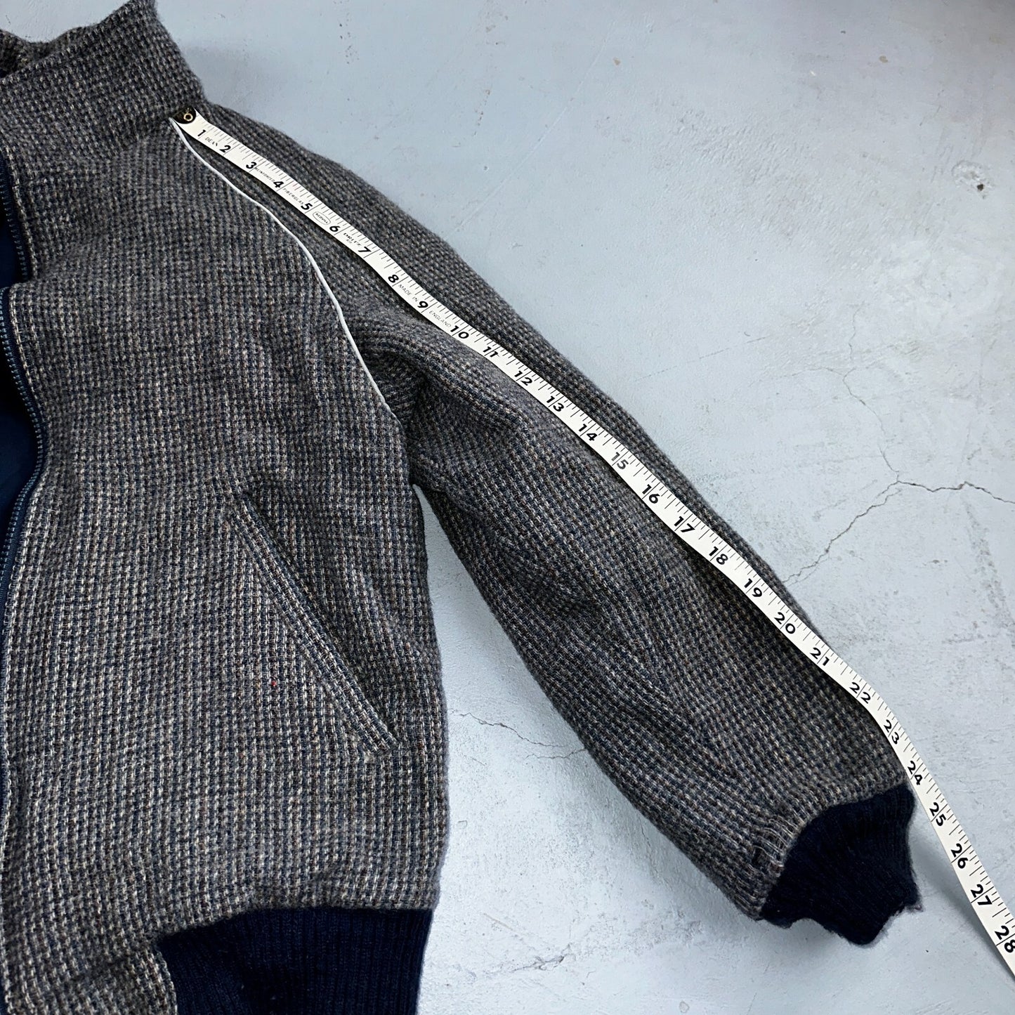 PENDLETON VTG USA Men’s Medium Blue Insulated Wool Bomber Jacket Broken Zipper