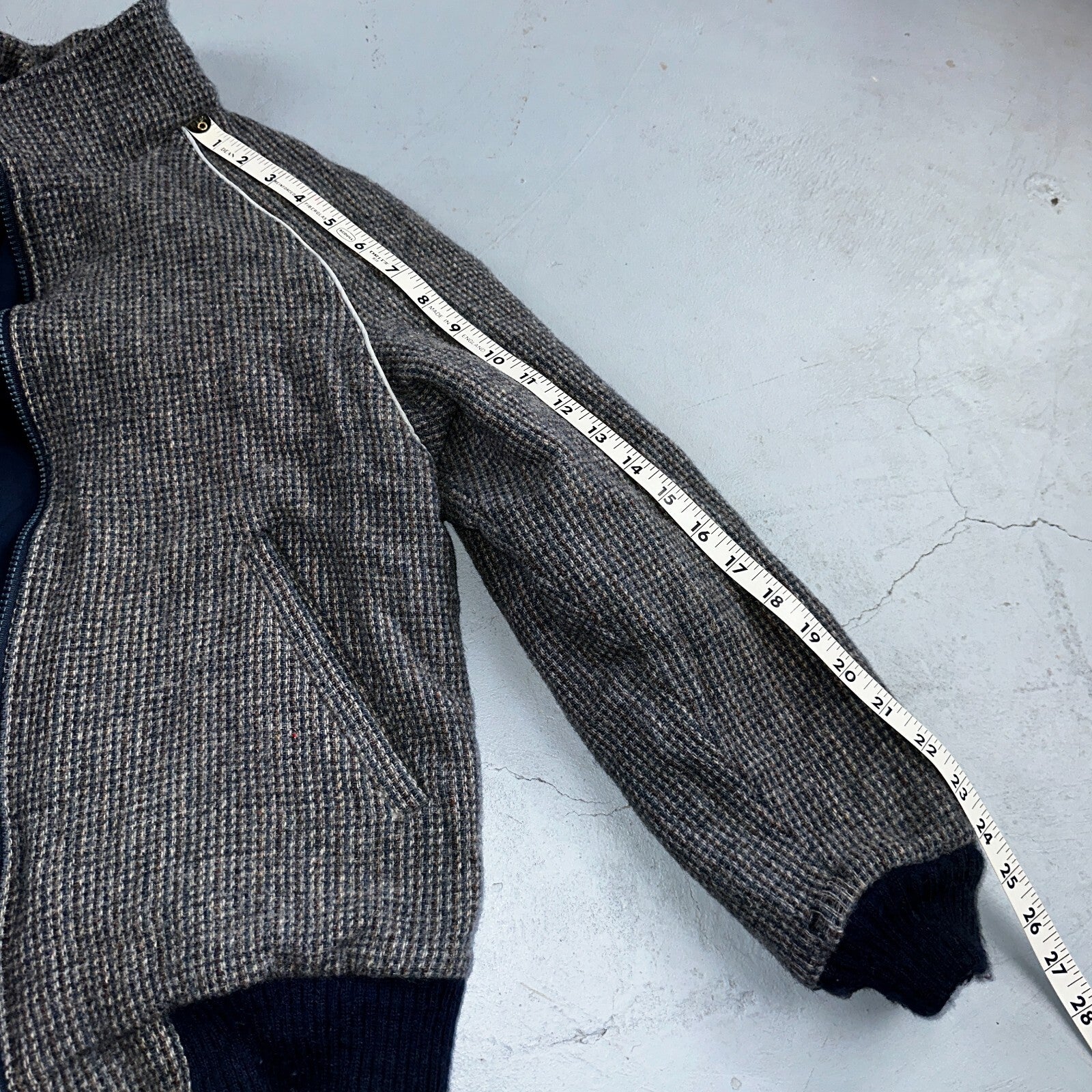 PENDLETON VTG USA Men’s Medium Blue Insulated Wool Bomber Jacket Broken Zipper