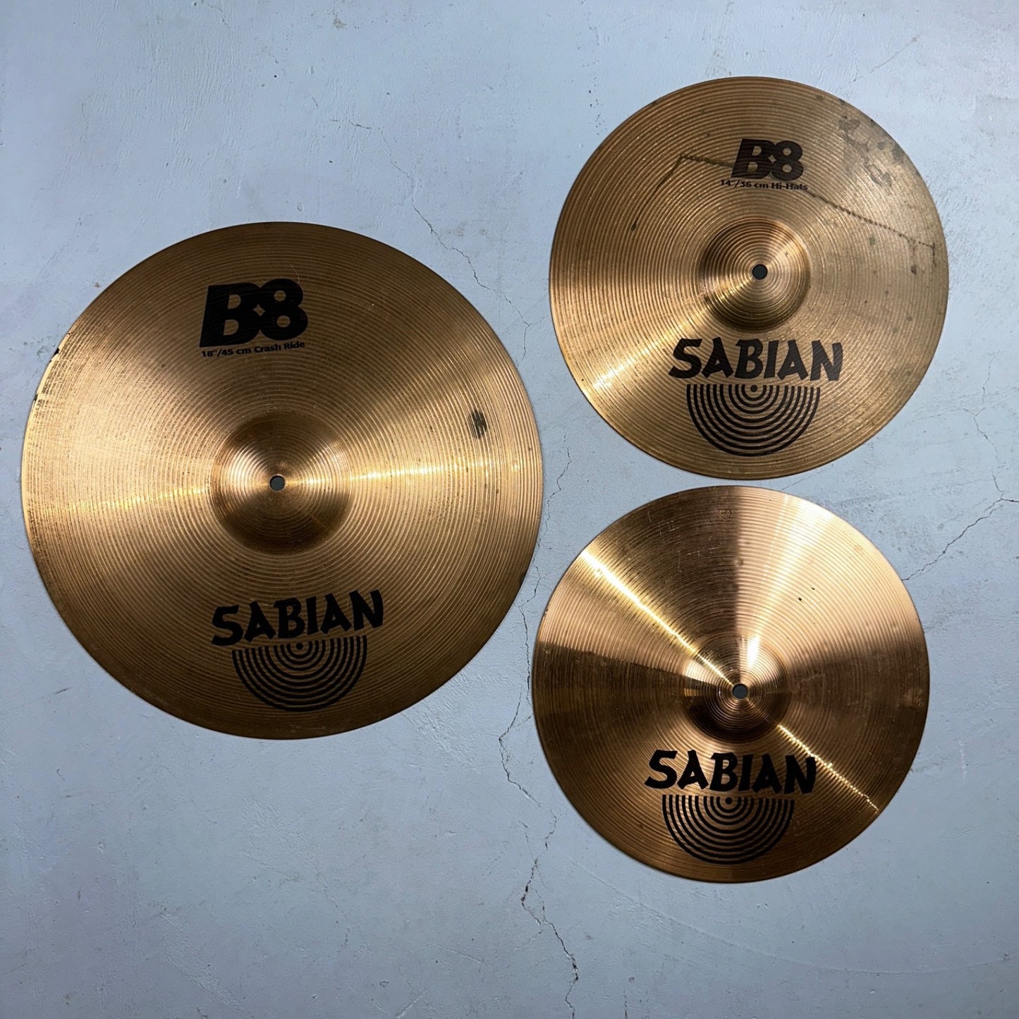 SABIAN B8 18" Crash Ride Cymbal 14" Hi Hats Set Collection Pair Top Bottom