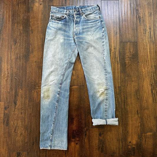 Levis Vintage 80s Redline Selvedge USA 501 XX Jeans Light Wash 33x36 Act 30x34